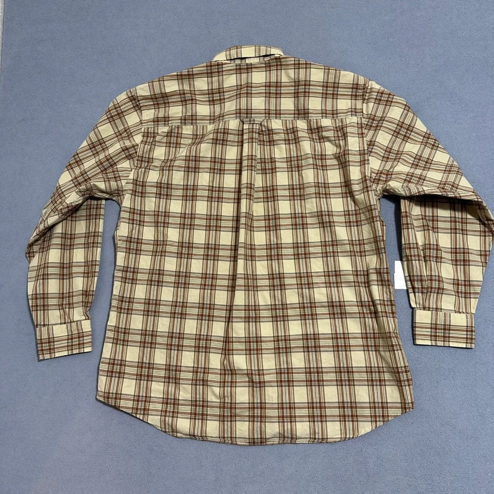 Pendleton Plaid Button Down Shirt Wrinkle Resistant Tan Brown Mens Size Large - Picture 2 of 11